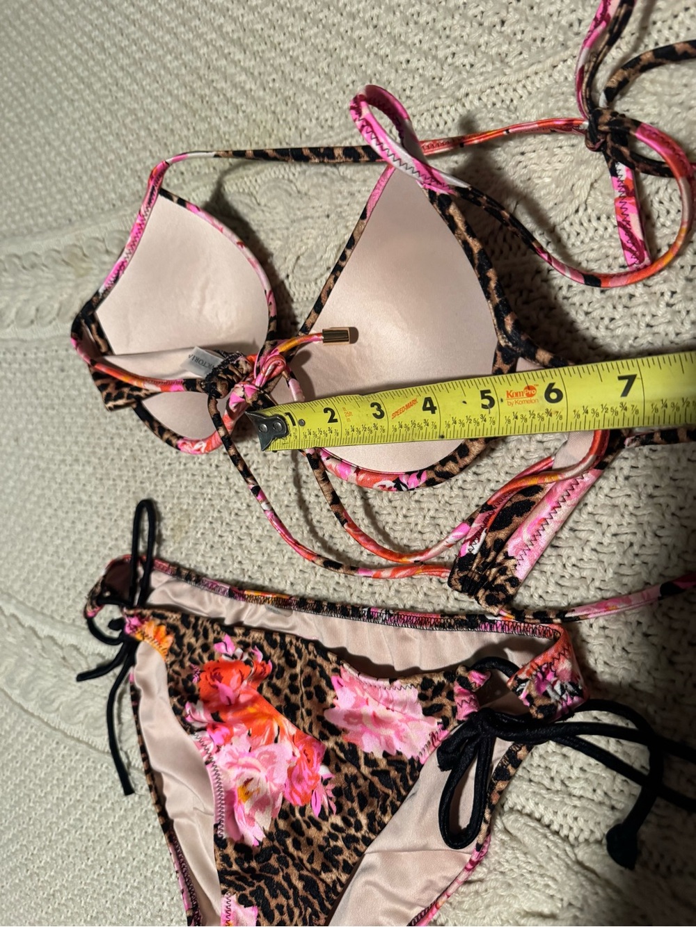 Victoria's Secret Pink & Brown Leopard Floral String Bikini Set